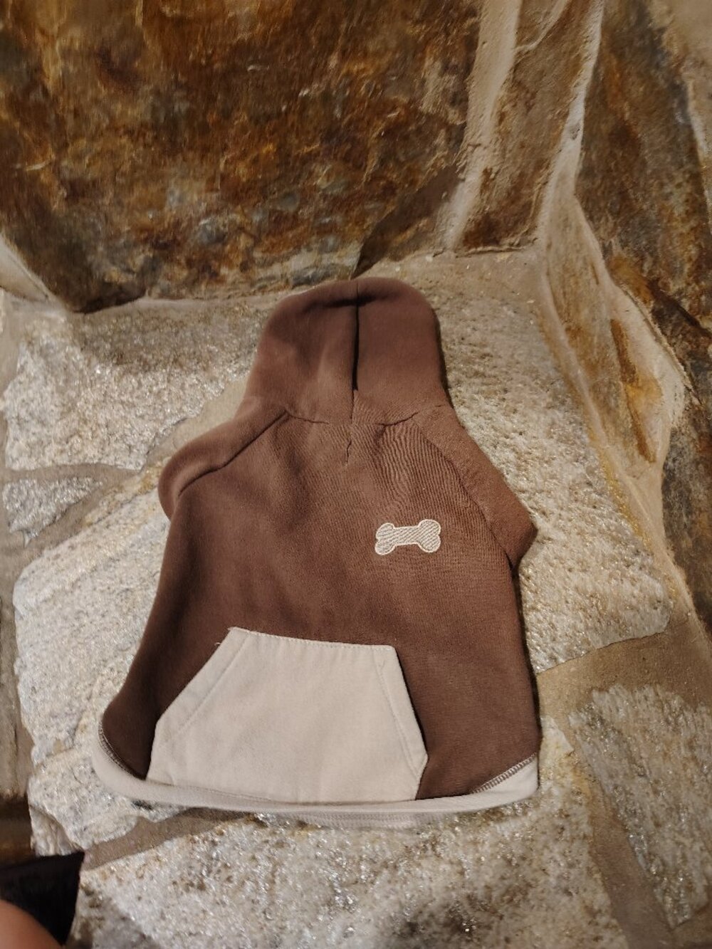 Pup Crew Dog Cat Pet Chocolate Brown Hoodie Size Medium Bone